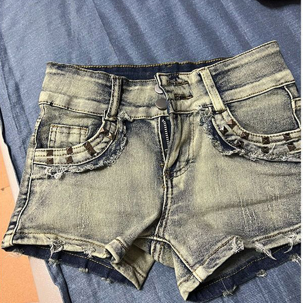 Street Fashion China Girl - Retroy2K American Rivet Shorts Women's Fashion
