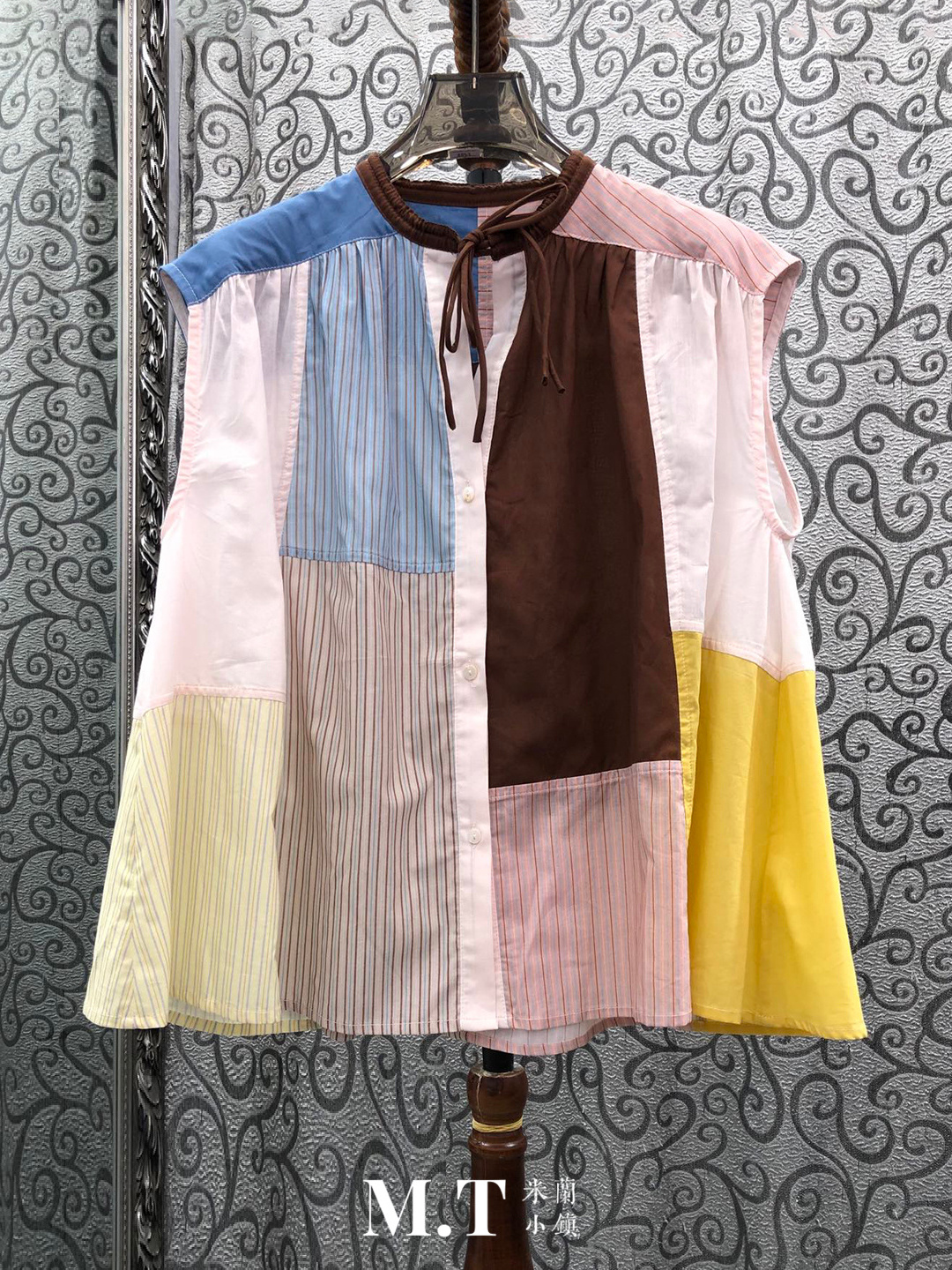 Street Fashion Milan - Loose Striped Color Block Sleeveless Open