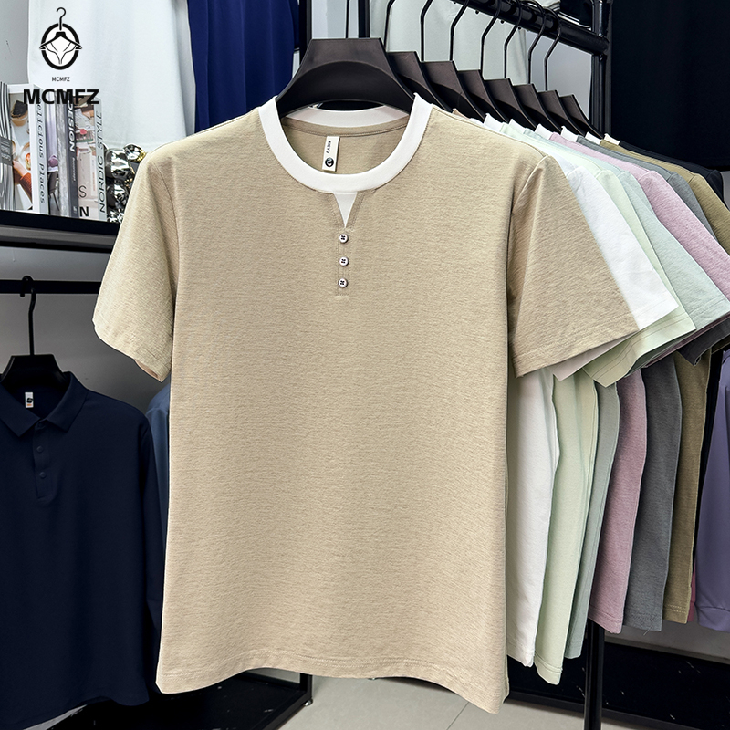 Street Fashion Men - Men Casual Short Sleeve Henley T