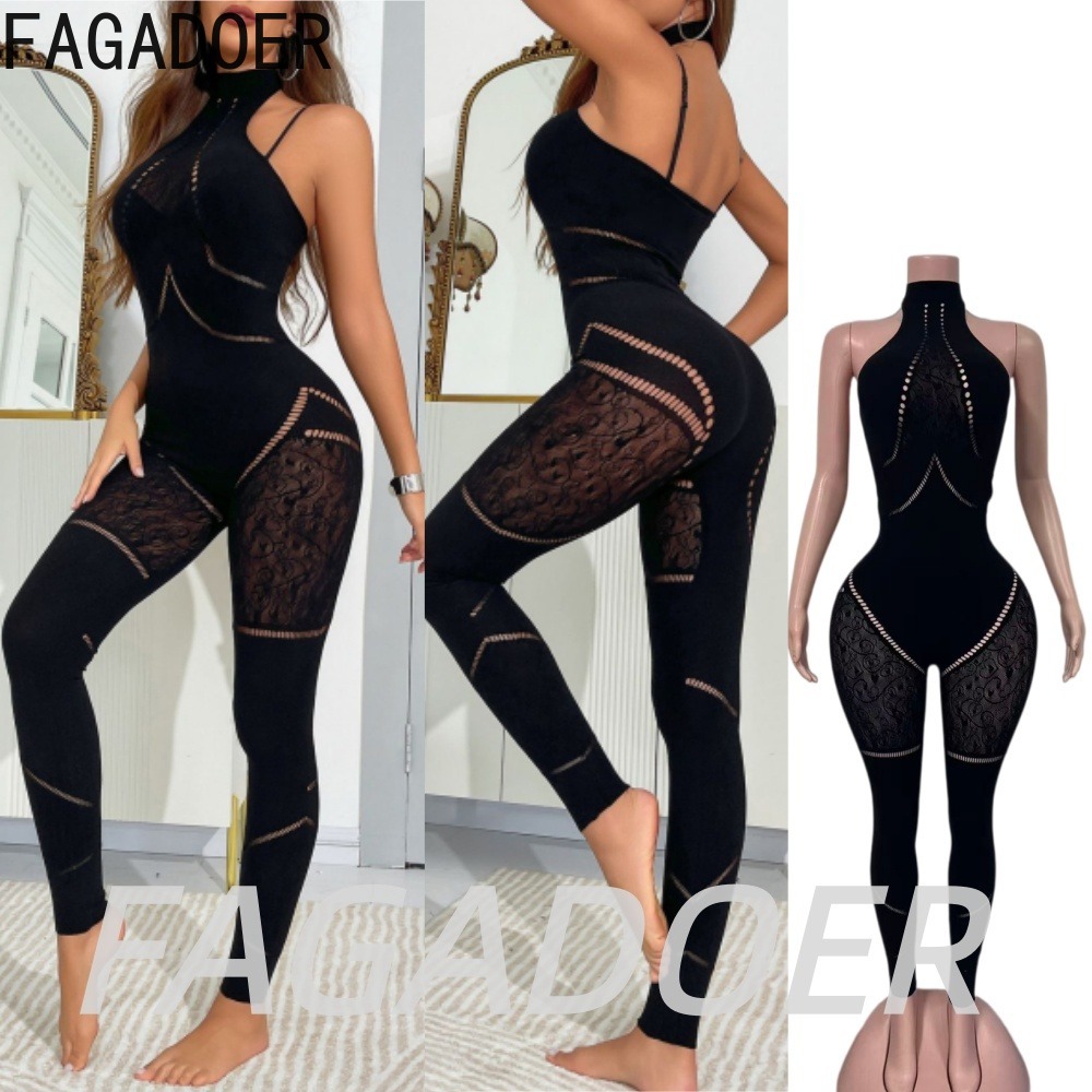 Street Fashion China Girl - FAGADOER Sexy Mesh Patchwork Jumpsuits 2026