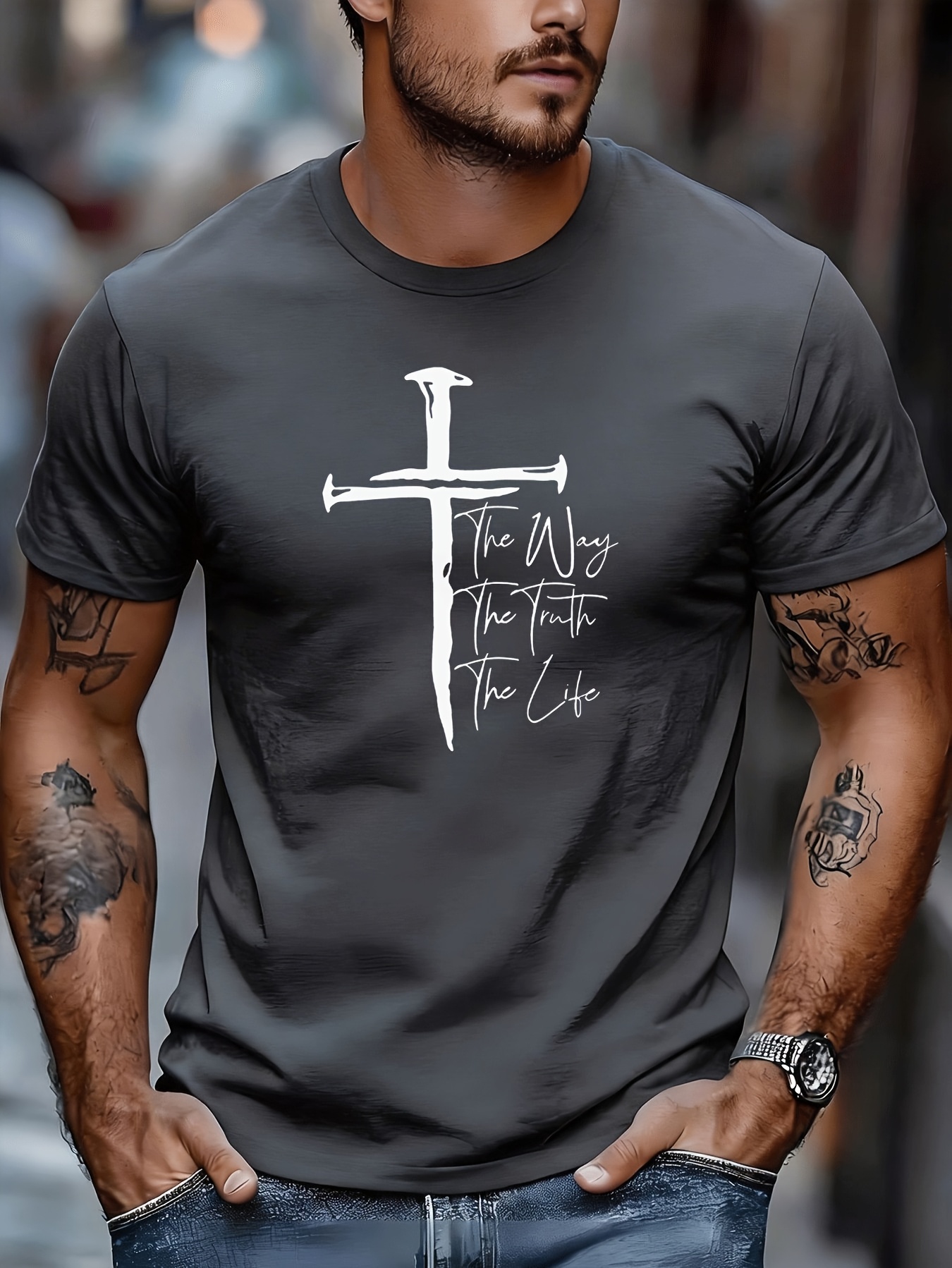 Classic Christian Graphic Tee  - огляд і ціна Street Fashion Outfit For Men