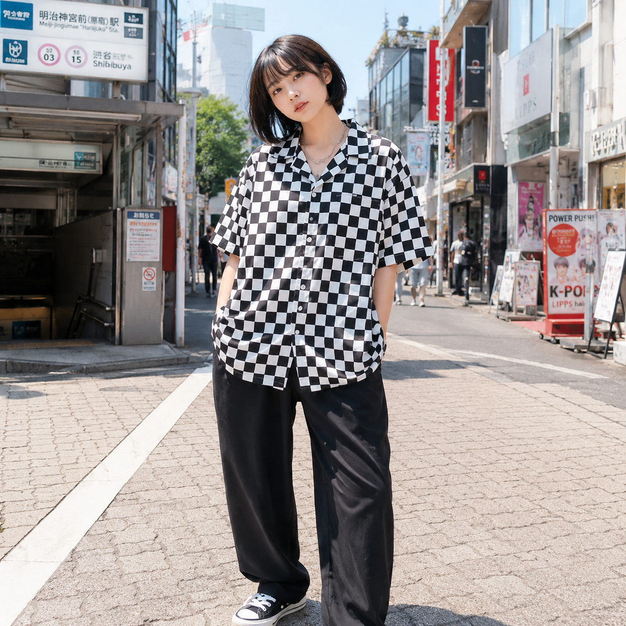 Y2K Harajuku Checkerboard Shir - огляд і ціна Street Fashion Korea