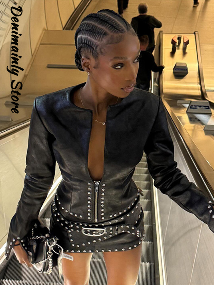 Fashion Studded Trim Cropped Z - огляд і ціна Street Fashion Jacket