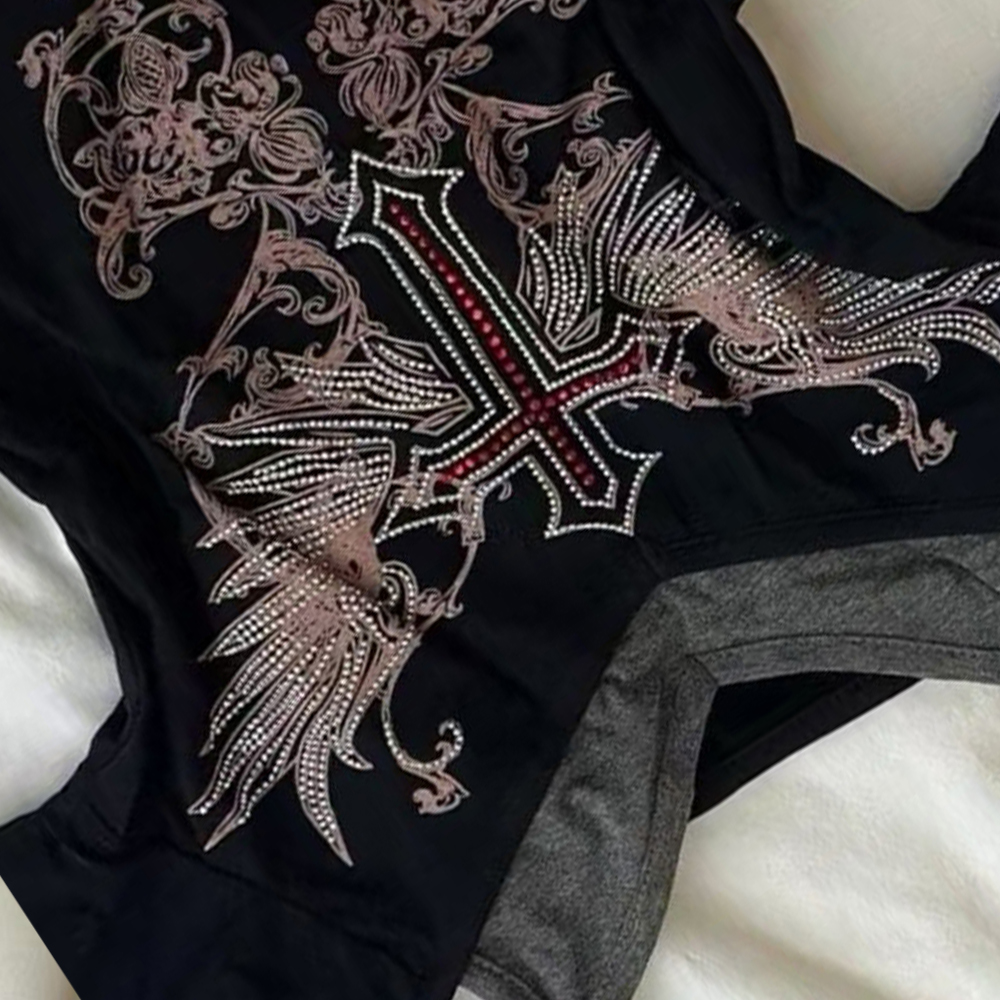 Y2K 90S Black Fake Two-Piece B - огляд і ціна Street Fashion China Girl