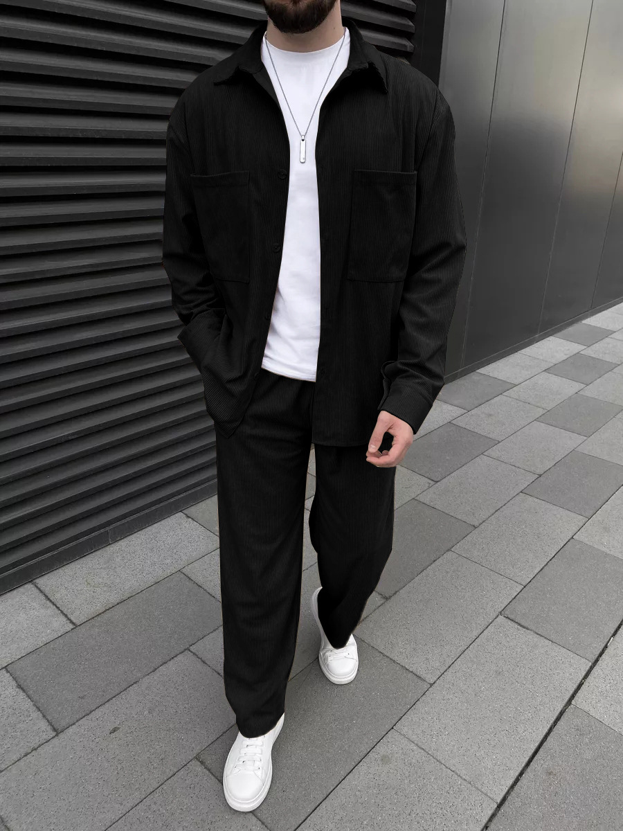 Men's corduroy two-piece outfi - огляд і ціна Street Fashion Outfit For Men