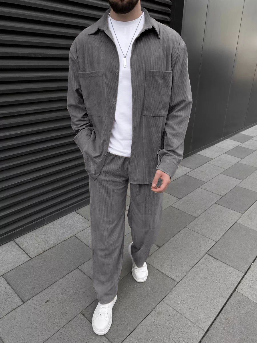 Men's corduroy two-piece outfi - огляд і ціна Street Fashion Outfit For Men