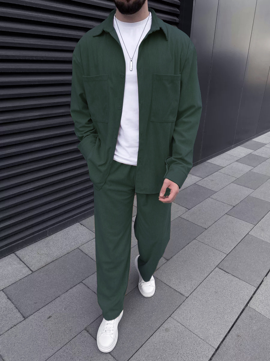 Men's corduroy two-piece outfi - огляд і ціна Street Fashion Outfit For Men