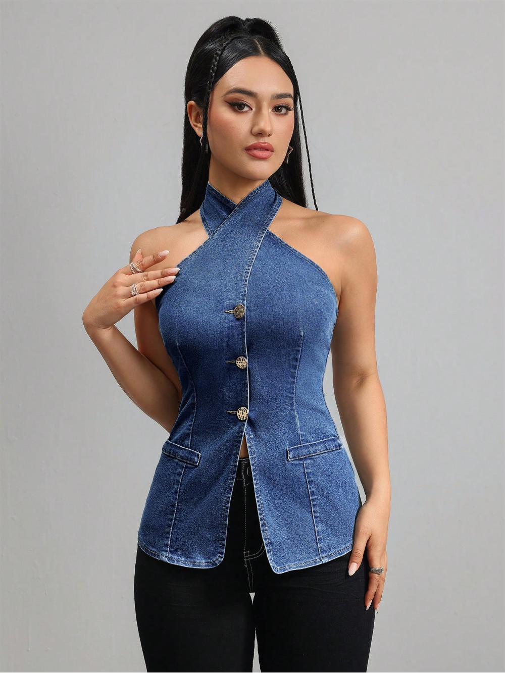2026 new neck hanging sleevele - огляд і ціна Street Fashion China Girl