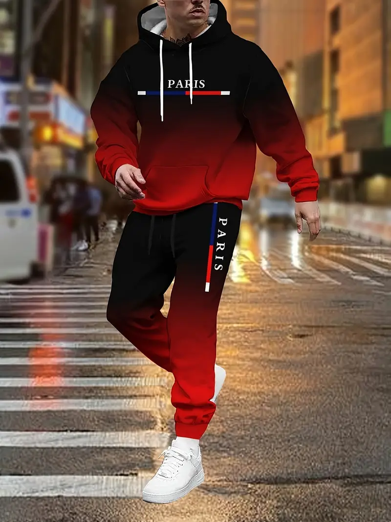 Gradient Color Paris Tracksuit - огляд і ціна Street Fashion Outfit For Men