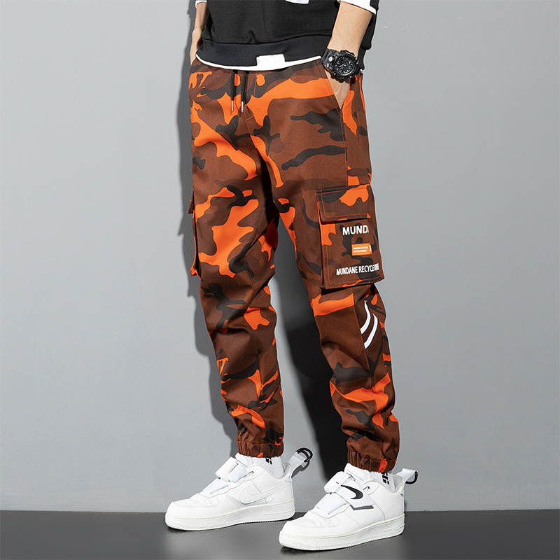 Orange Cargo Pants Men Hip Hop - огляд і ціна Street Fashion Korea