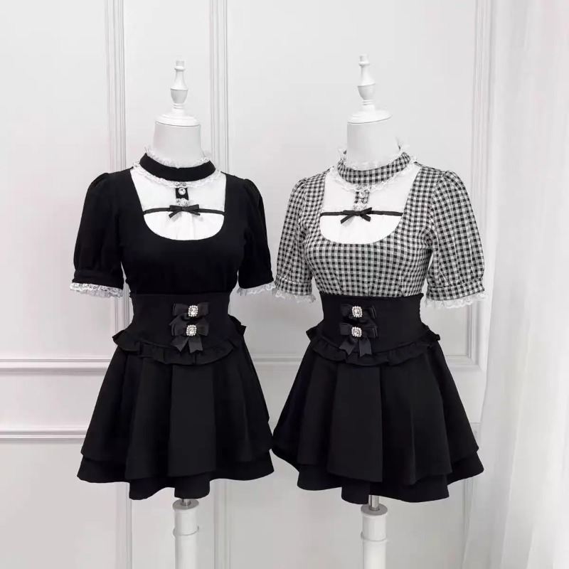 Gothic Sweet Ruffle Lace Plaid - огляд і ціна Street Fashion China Girl