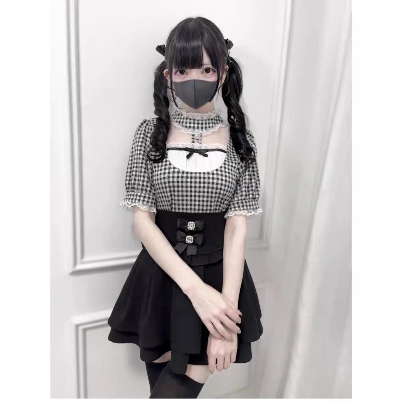 Gothic Sweet Ruffle Lace Plaid - огляд і ціна Street Fashion China Girl